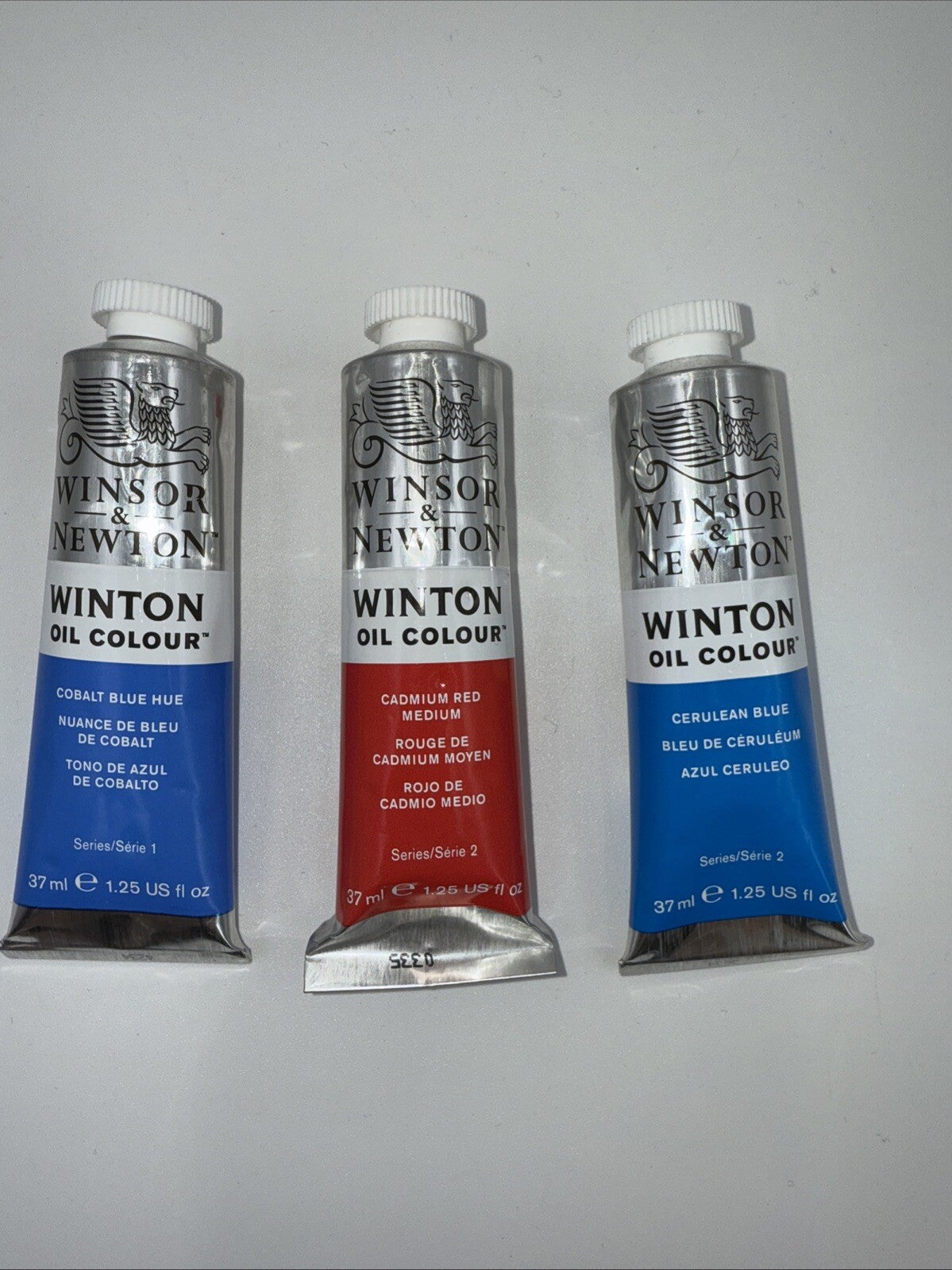 Combo Of 3 Winsor and Newton Winton Oil Colour 1.25 oz. Cadmium 1 Red,2 Blue