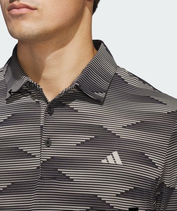 $70 Adidas Men’s Speed Stripped Polo Shirt Performance Golf- Putty -Medium-New