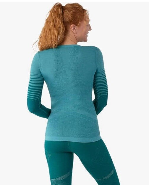 $130 Smartwool Women’s Intraknit Merino Base Layer Crew-Emerald -Small-New Tag