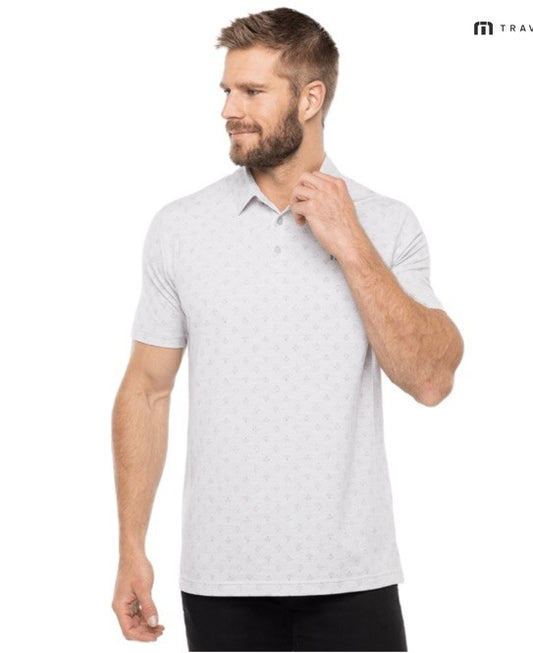 $95 Travis Mathew Men’s Tour Book Golf Polo Shirt-Light Grey - Small- New Tags