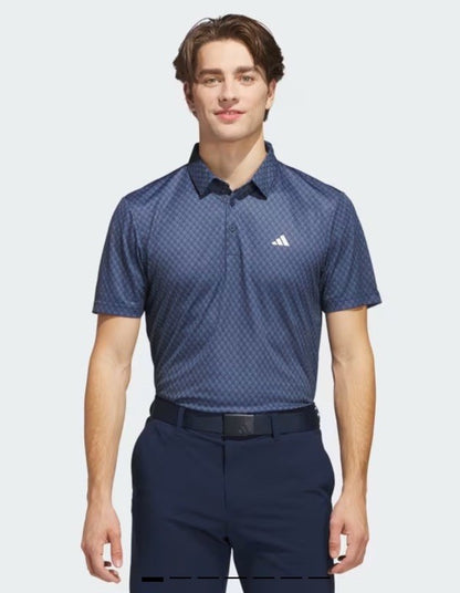 $65 Adidas Men's Core Allover Print Golf Polo Shirt- Collegiate Navy- Medium-New