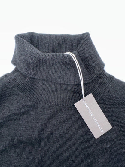 $295 Amicale Cashmere Women's Turtleneck Sweater - Black - Medium -New With Tag