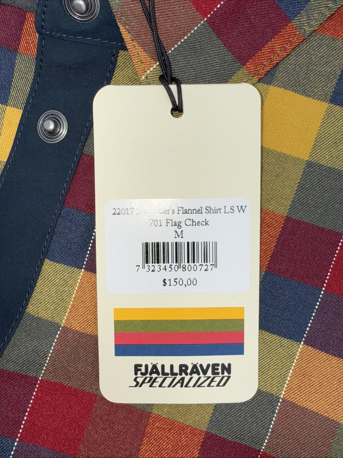 $180 FjallRaven Women’s Rider’s Flannel Plaid Thick Shirt- Flag Multi-Medium-New