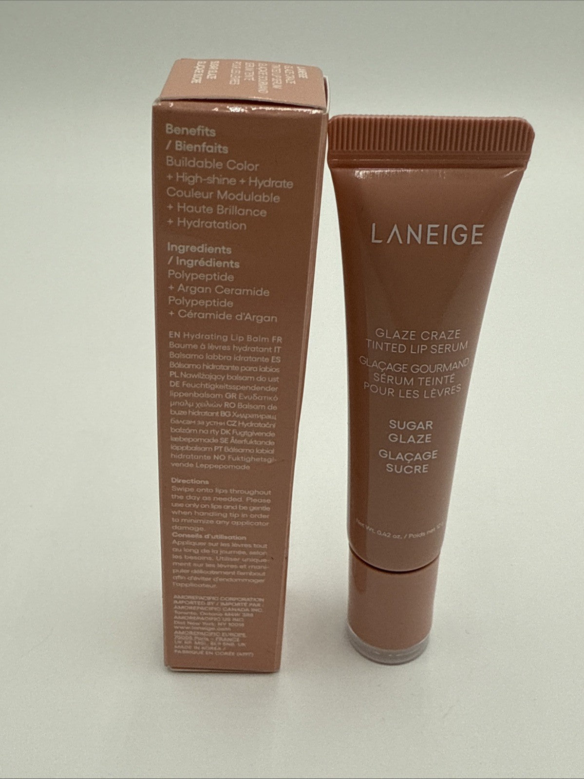 LANEIGE Glaze Craze Tinted Lip Serum SUGAR GLAZE 0.42 oz / 12 g NIB