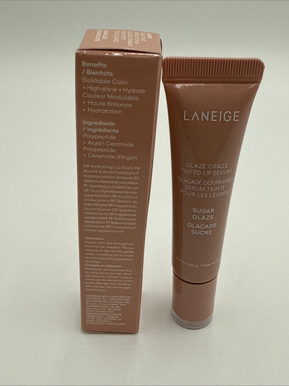 LANEIGE Glaze Craze Tinted Lip Serum SUGAR GLAZE 0.42 oz / 12 g NIB