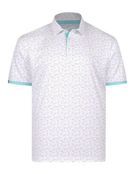 $65 Swannies Men’s Golf Corbin Polo Shirt-Aqua White - Small- New With Tags
