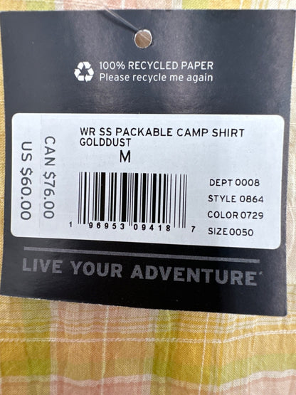 $60 Eddie Bauer Women’s Plaid Packable Camp Shirt - Gold Dust - Medium - New Tag