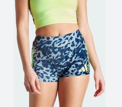$85 Adidas Women Adizero Booty Elite Running tights shorts IT5775- Blue- Medium