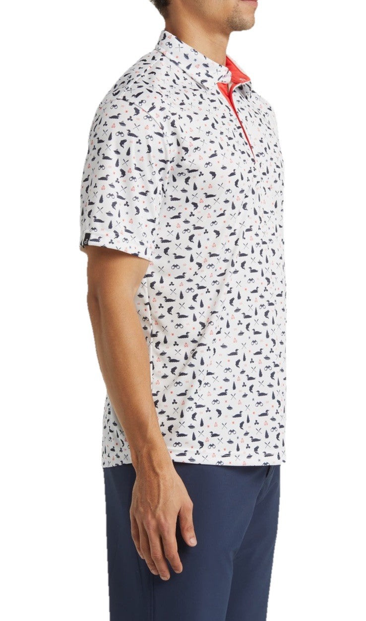 $68 Swannies Men’s Jesse Golf  Polo Shirt- White/Navy- Small - New Tags