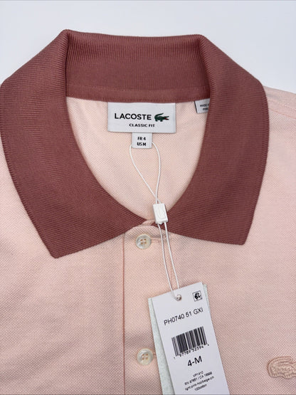 $135 Lacoste Men's Ombre Pique Polo - Light Pink - Medium - New With Tag