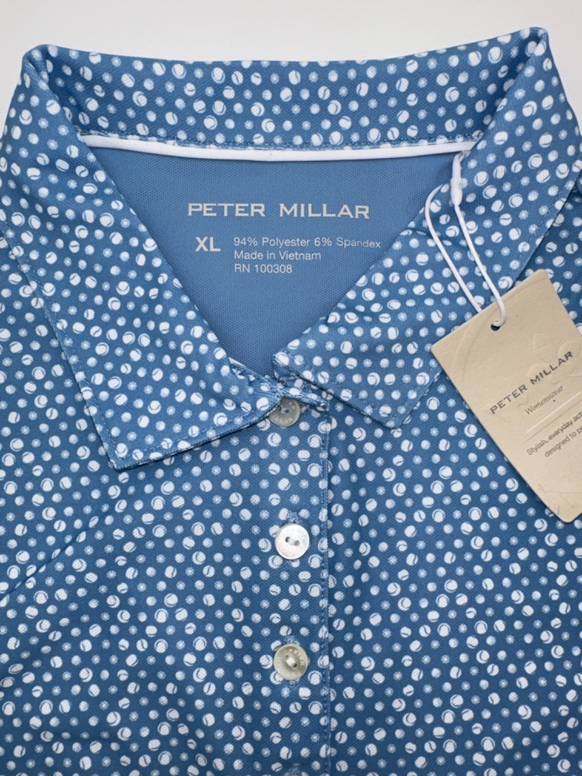 $85 Peter Millar Women's Short Sleeve Polo Shirt - Blue - XLarge - New