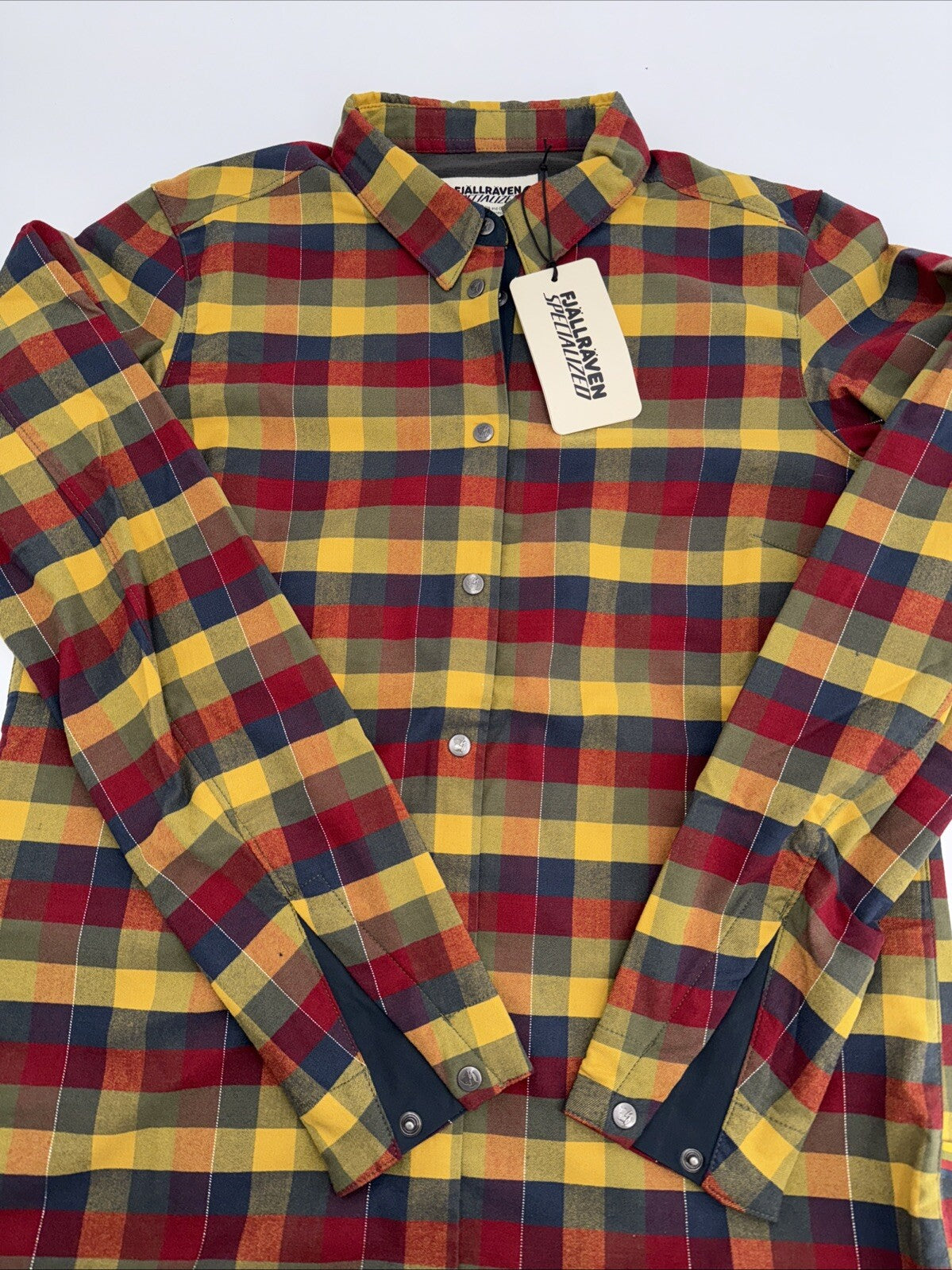$180 FjallRaven Women’s Rider’s Flannel Plaid Thick Shirt- Flag Multi-Medium-New