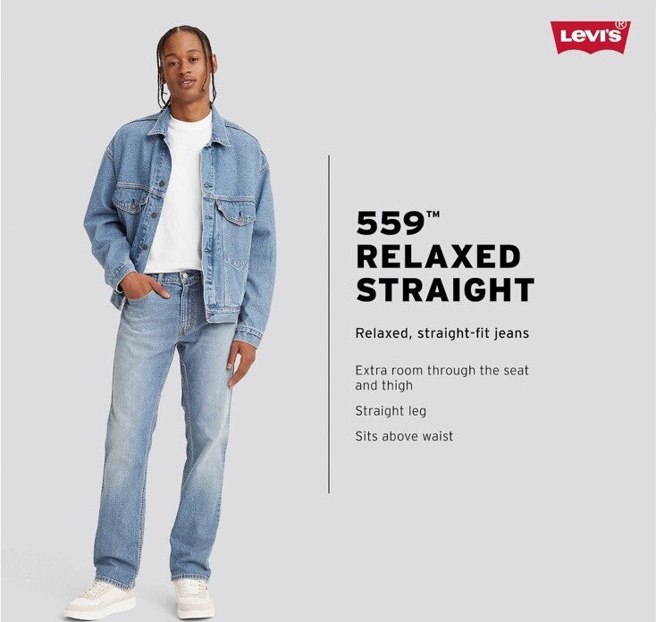 $69.50 Levi's Men's 559 Relaxed Straight Jeans - Mystery Man Blue - 34W 30L -NEW