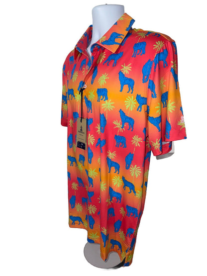 Chubbies Men's The Howler Moon Performance Polo Shirt-Orange Multi-Medium-New