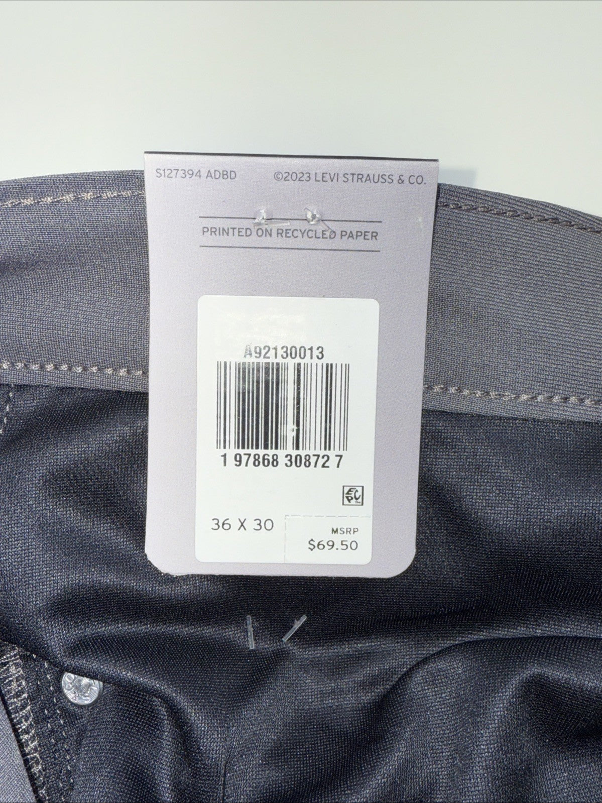 $70 Levi's Men's 511 Slim Tech Pants Stretch A92130010- Grey- 36W 30L - New Tag