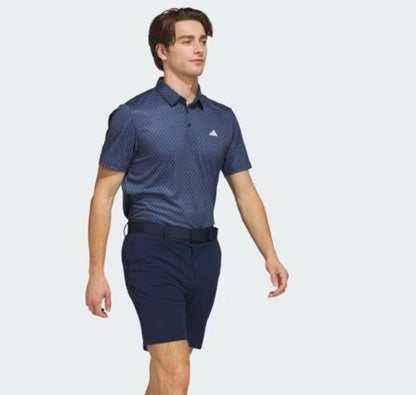 $65 Adidas Men's Core Allover Print Golf Polo Shirt- Collegiate Navy- Medium-New