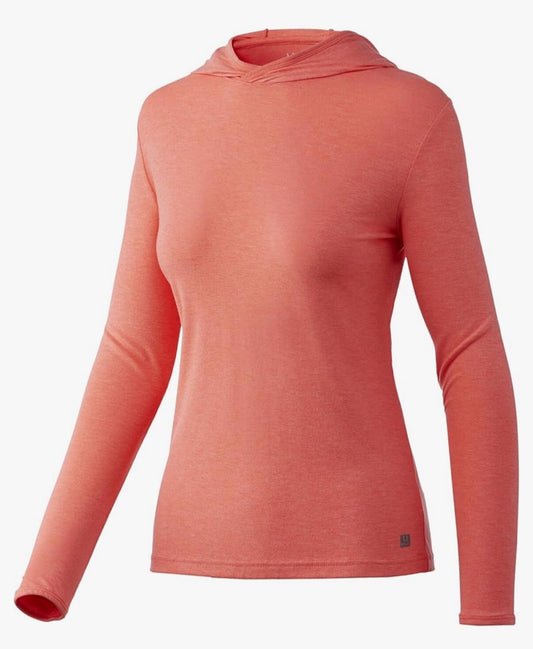 $55 HUK Women’s-Waypoint Hoodie Long Sleeve -Hot Coral-Medium-New Tag