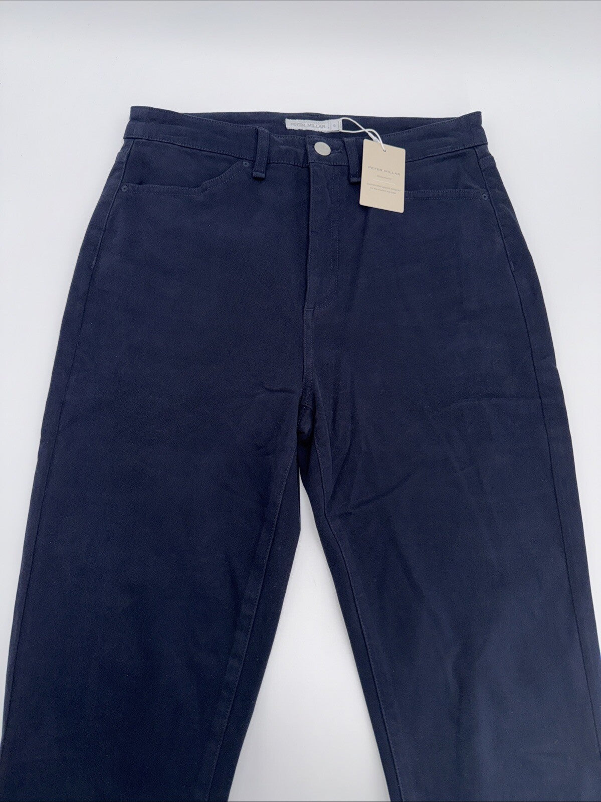 $150 Peter Millar Women's Karlie Stretch Sateen High Rise Pant-Navy-Size: 6 -NEW