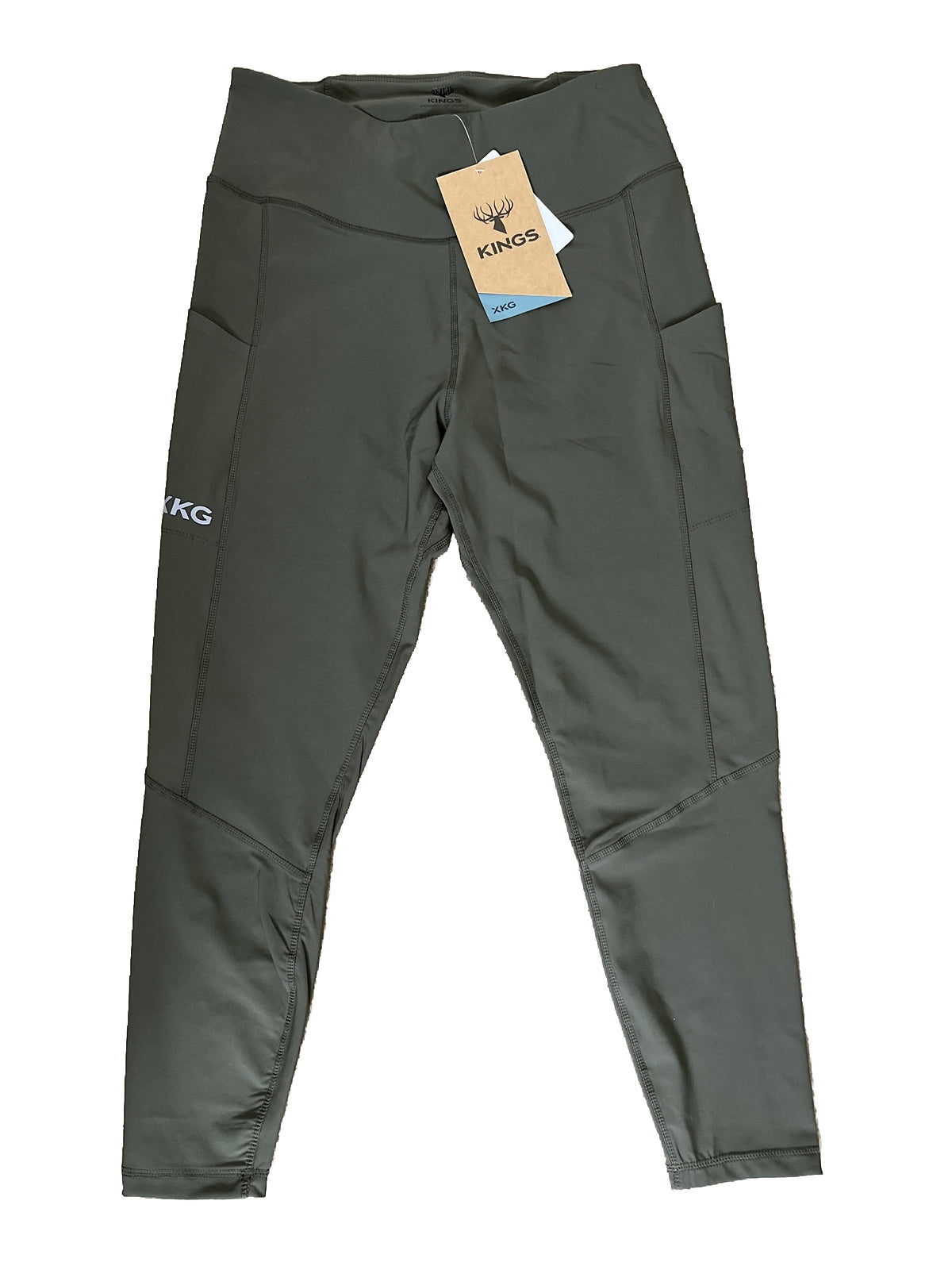 $80 King's Women’s High Waist Freya Leggings Stretch-Leaf Olive-Large-New Tags