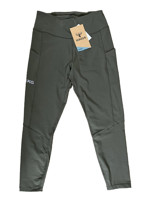 $80 King's Women’s High Waist Freya Leggings Stretch-Leaf Olive-Large-New Tags