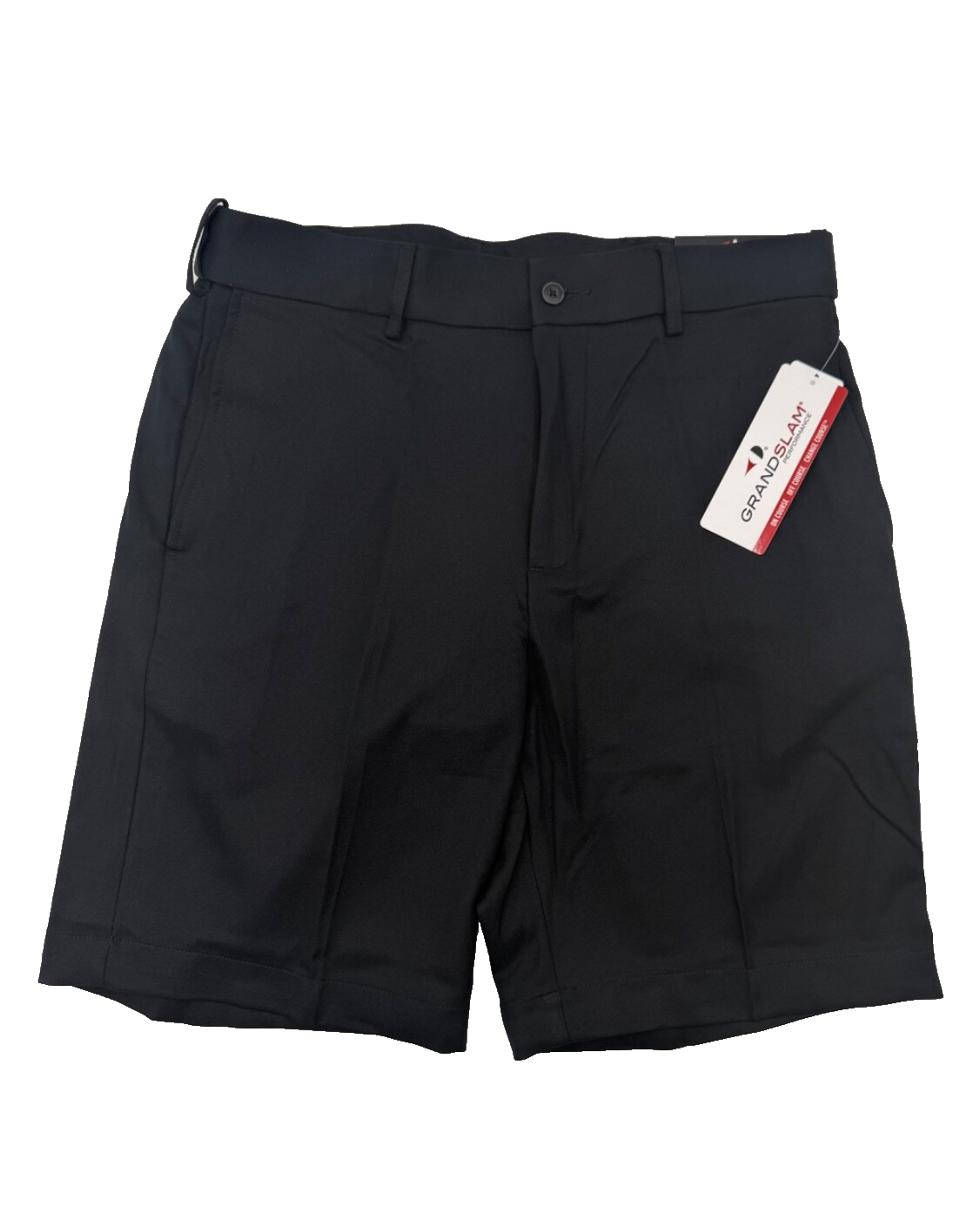 $40 Grand Slam Men’s- Flat Front Expandable Waistband Golf Short- Black- 32W-New