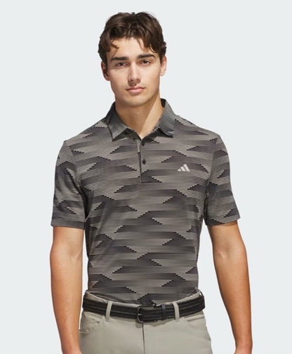 $70 Adidas Men’s Speed Stripped Polo Shirt Performance Golf- Putty -Medium-New