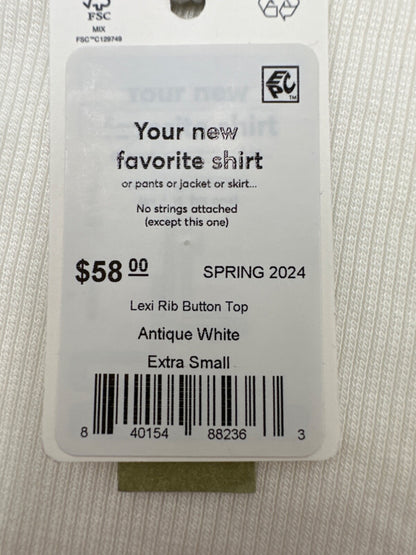 $58 Marine Layer Women's Lexi Ribbed V Neck Top - Antique White - XSmall - New