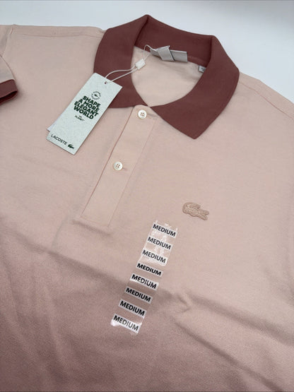 $135 Lacoste Men's Ombre Pique Polo - Light Pink - Medium - New With Tag