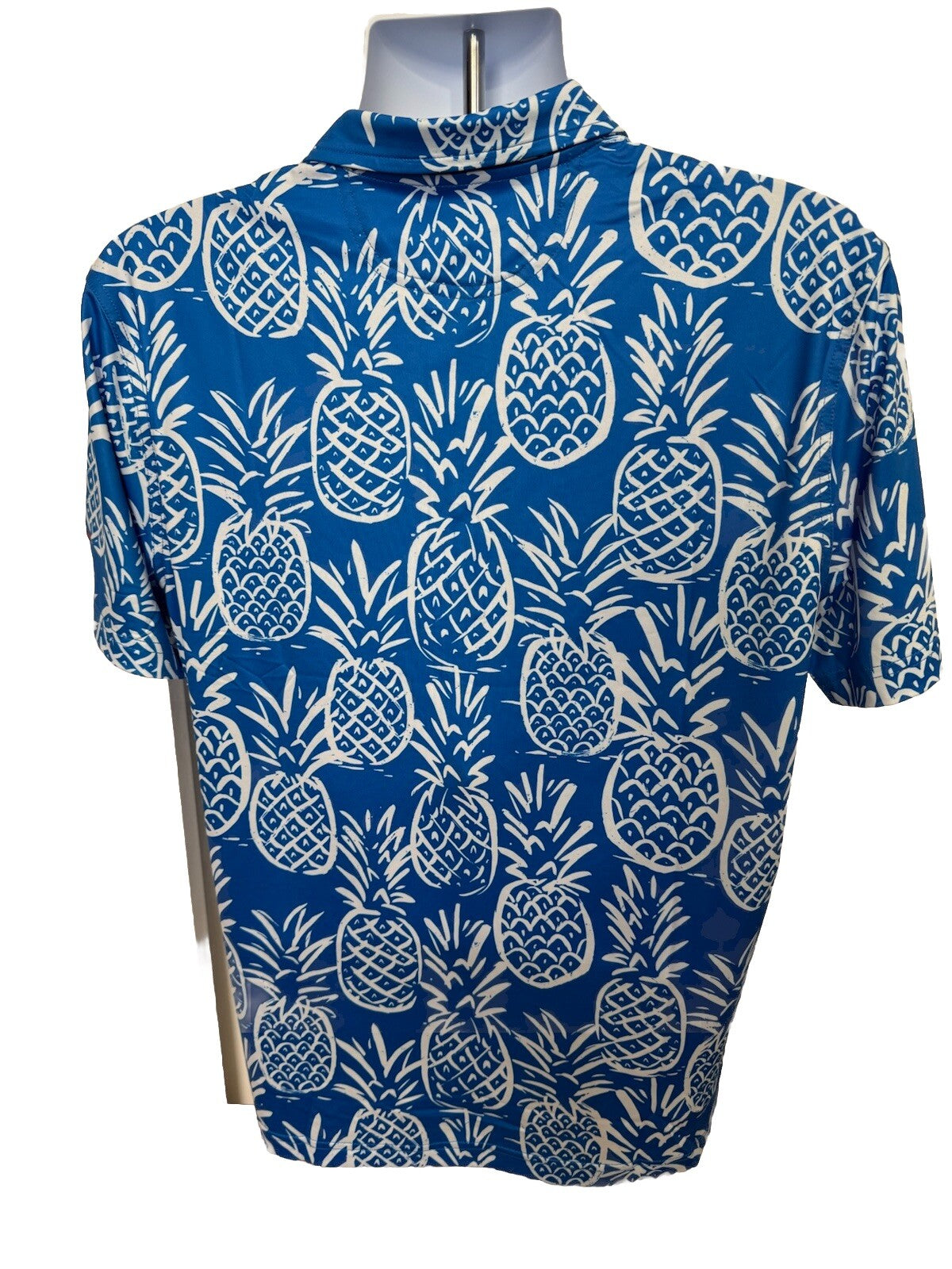 Chubbies Men's The Thigh Napple Performance Polo Shirt- Blue Pineapple-Small-New