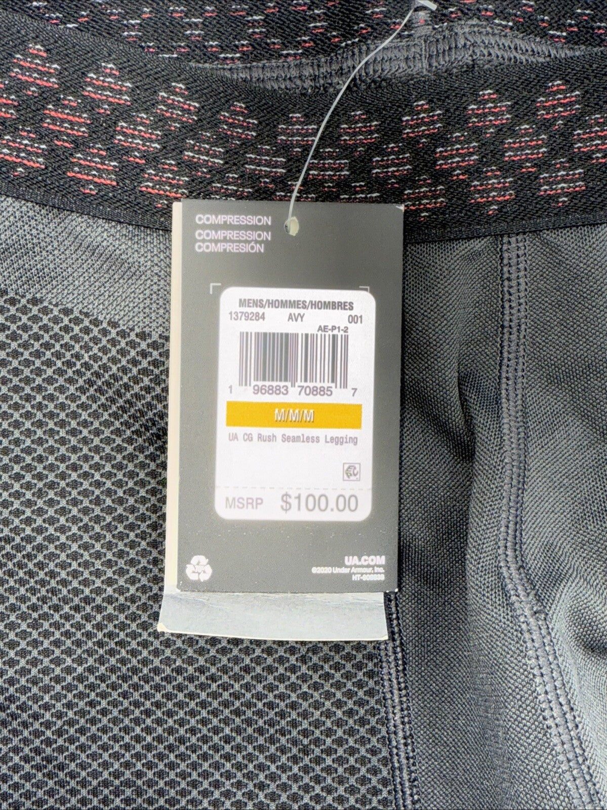 $100 Under Armour Men’s Rush Sl Legging Baselayer Bottoms- Black- Medium-New Tag