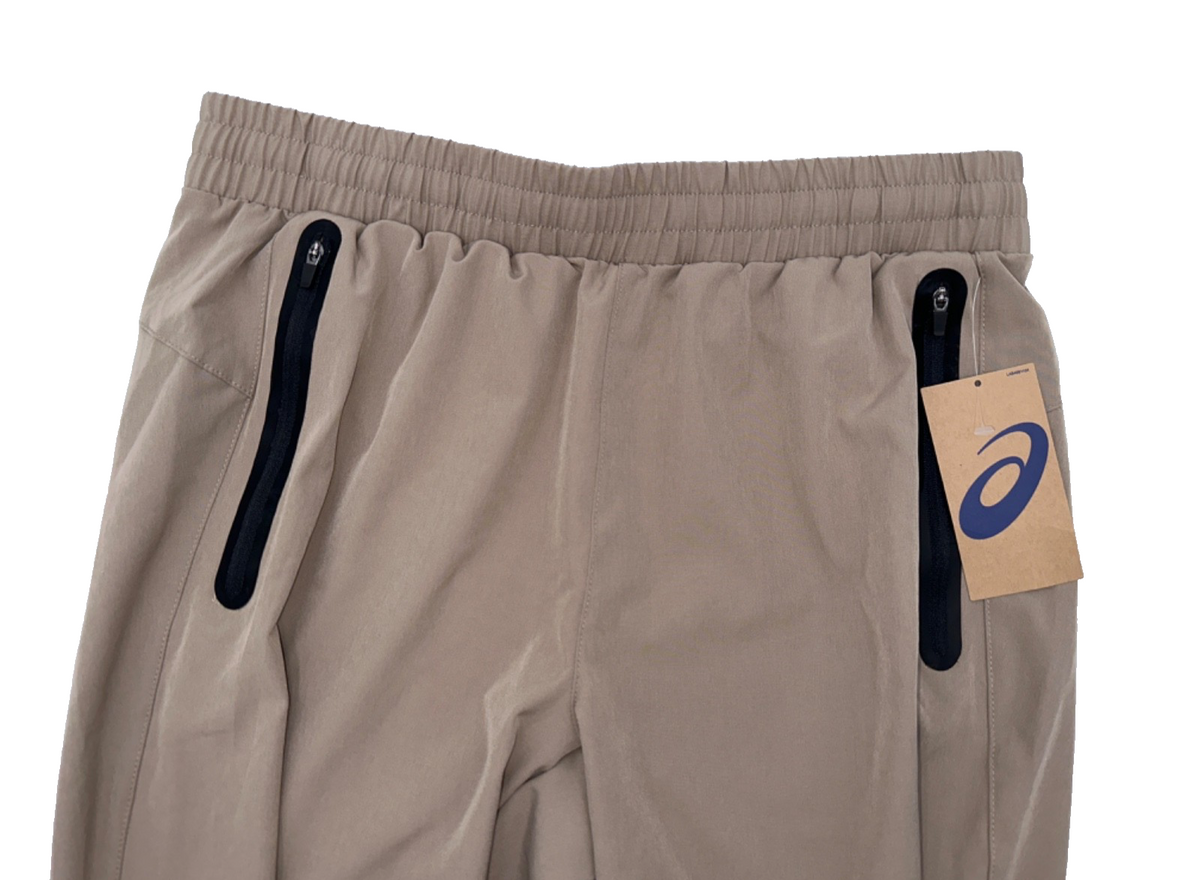 $60 Asics Men's Woven Stretch Pants - Khaki/ KH093 - Medium - New With Tags