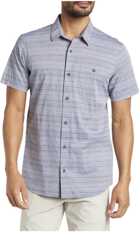 Travis Mathew Thoreau Button Shirt - Heather Night Shadow- Small- New Tags $85