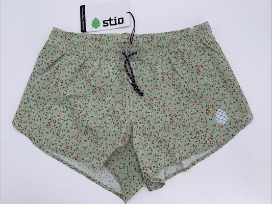 $79 Stio Women’s Speckles Athletic Lined 3" Run Shorts- Lichen Green-Medium-New