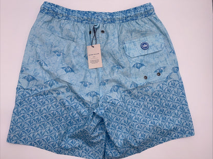 $100 Peter Millar Men’s Tropical Stingray Swim Trunks - Blue- Small - NWT