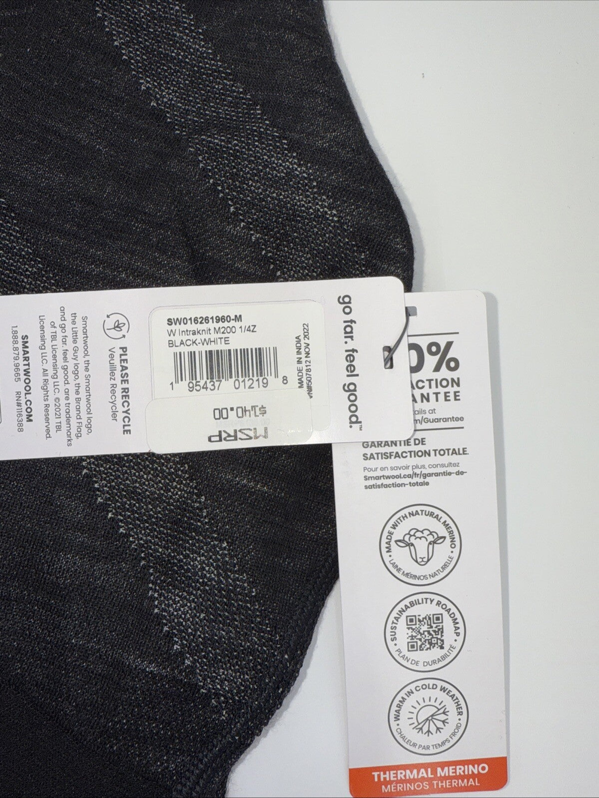 $140 Smartwool Women’s Intraknit Thermal Merino Base Layer 1/4 Zip-Black-Medium