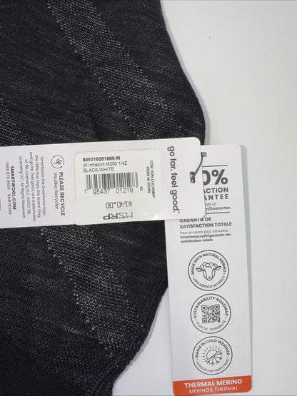 $140 Smartwool Women’s Intraknit Thermal Merino Base Layer 1/4 Zip-Black-Medium