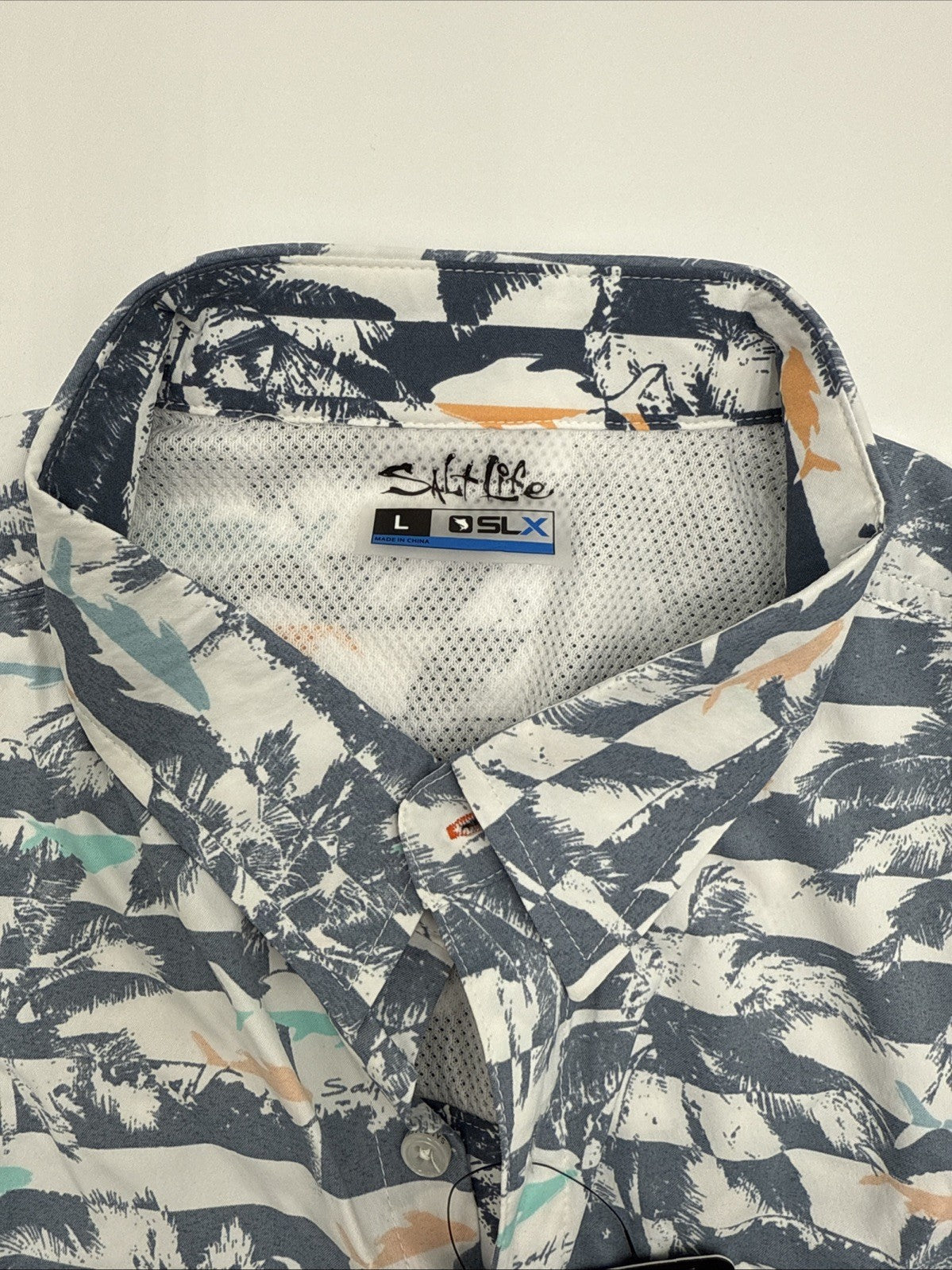$72 Salt Life Men's Sunshine Button Down Shirt - Elemental Blue - Large- New