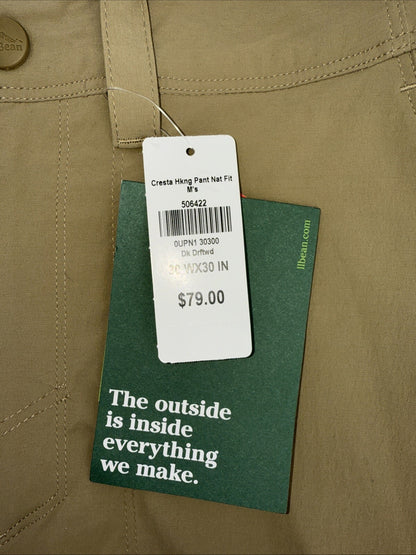 $79 LL Bean Men’s Cresta Hiking Cargo Nylon Stretch Outdoor- Driftwood- 30W 30L