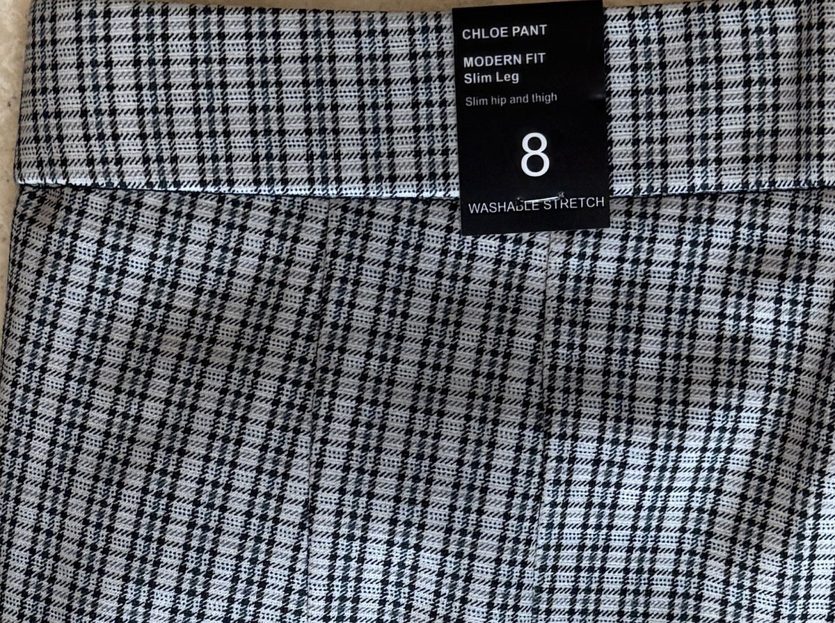 $110 Amanda & Chelsea Women's Chloe Modern Slim Leg Pants-Plaid- Size 8
