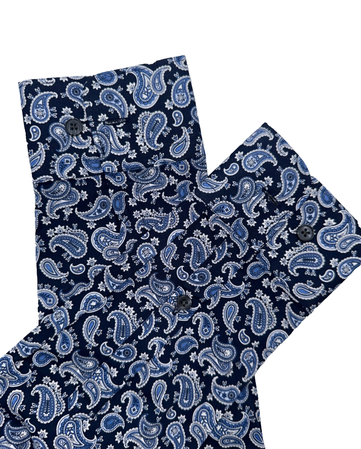 H&M Men's Regular Fit Paisley Patterned Long Sleeve- Dark Blue - Medium- New Tag