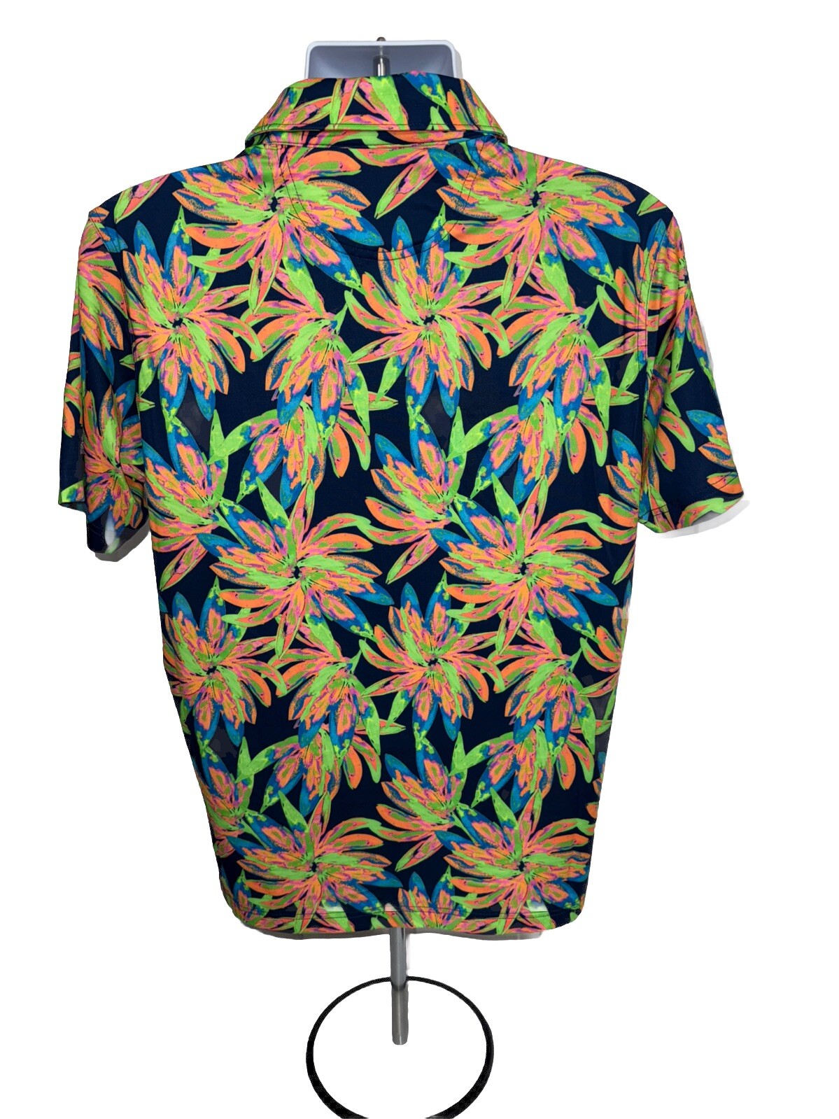 Chubbies Men's The Ocean Flower Performance Polo Shirt-Orange Multi-Small -New