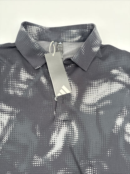 $70 Adidas Men's Golf Ultimate Print UPF 50 Polo- Black/Grey - Medium- New Tags