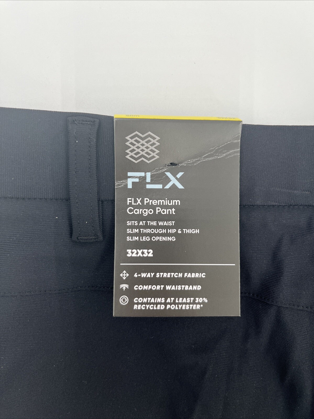 FLX Men’s Premium Slim Cargo Pants- Black- 32W 32L - New Tags
