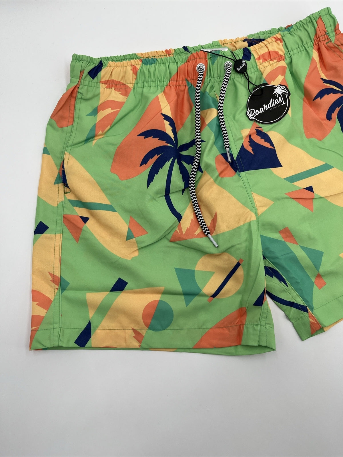 Boardies Apparel Men’s Palm Shapes Lined Swim Shorts Trunks-Green Multi-Medium