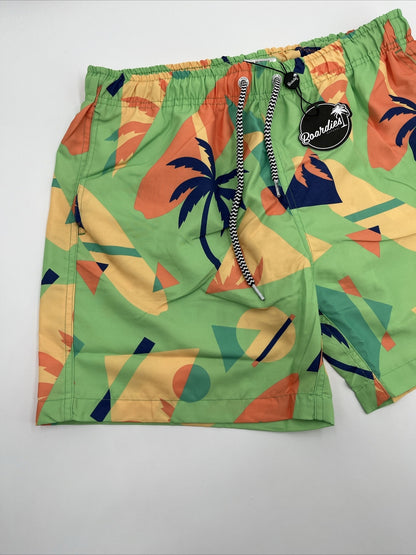 Boardies Apparel Men’s Palm Shapes Lined Swim Shorts Trunks-Green Multi-Medium