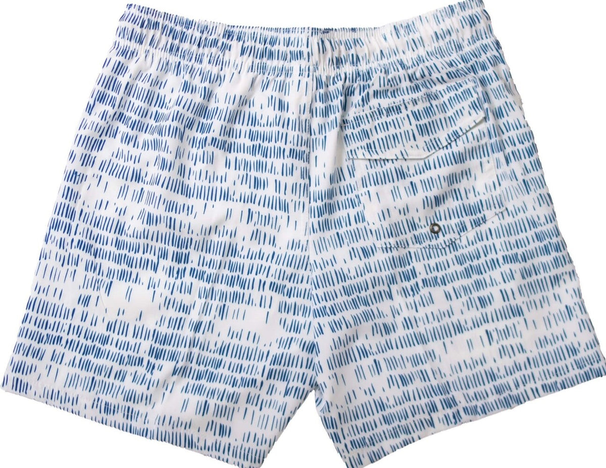 $64 Harmonqlo Men’s Samoa Swim Shorts 6” - White/Blue- Small - New With Tag