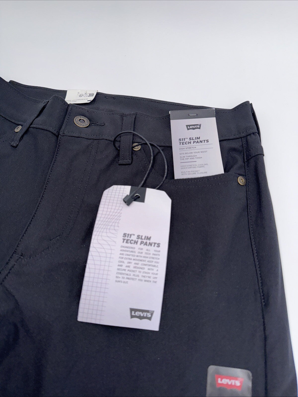 $70 Levi's Men's 511 Slim Tech Pants Stretch A92130010- Black- 29W 32L - New Tag