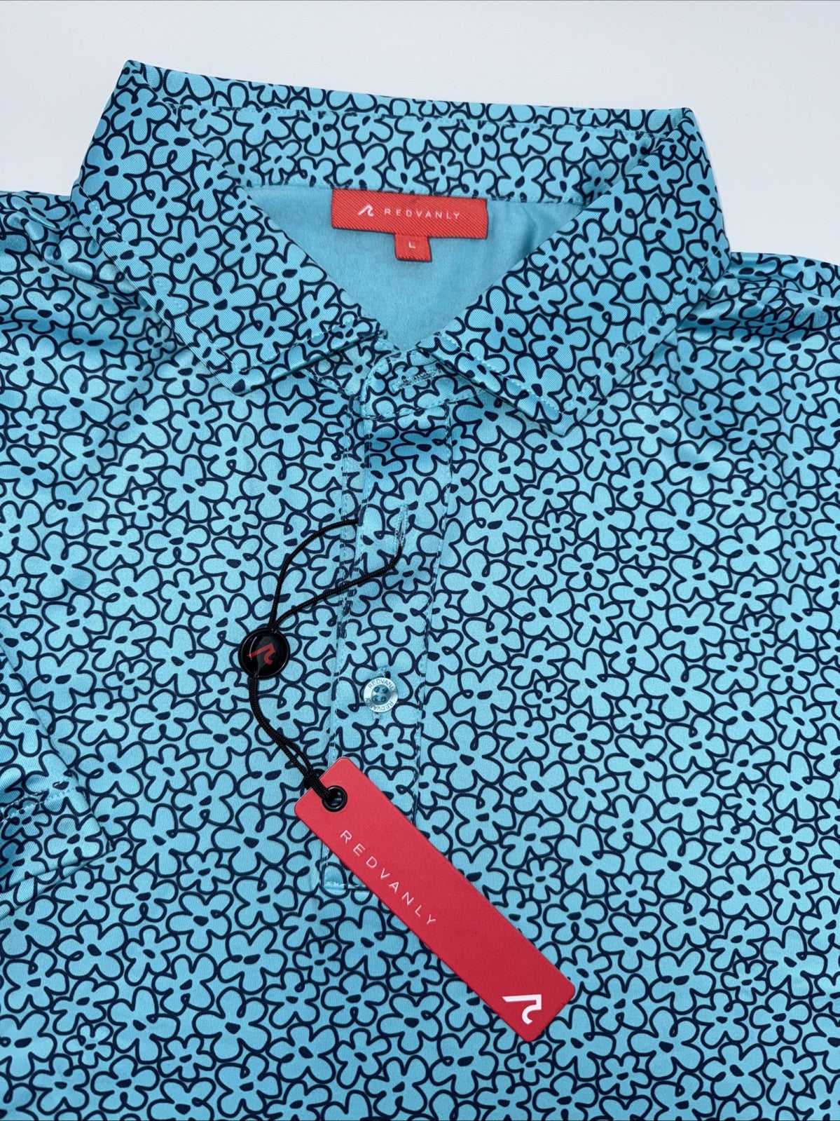 $110 Redvanly Men’s Pierre Golf Performance Polo Shirt-Curaçao-Large-New