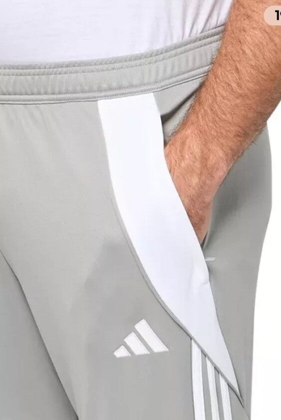 $50 Adidas Men's Tiro 24 Slim Training Pants- Grey On White-Large Tall (32L) New