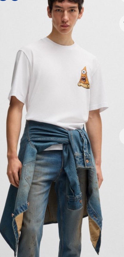 $58 BOSS By Hugo Boss Men’s Pizza Graphic Print T- Shirt-White - Medium-NWT
